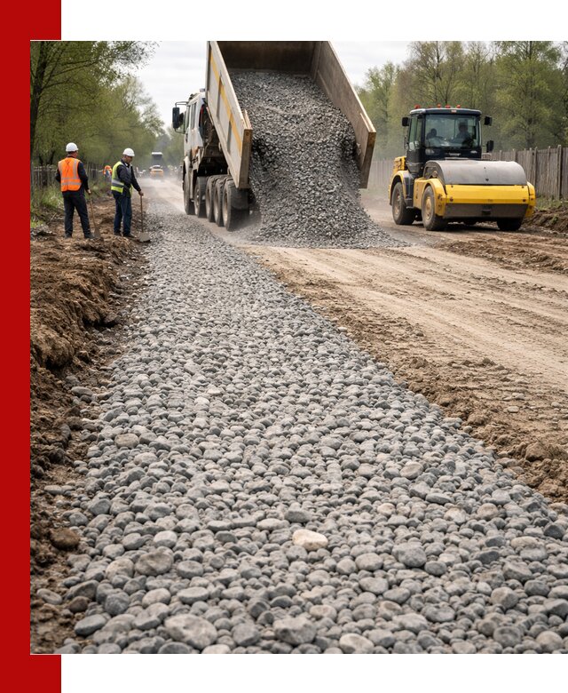 Доставка щебня для отсыпки дорог в Тихорецке высокого качества
