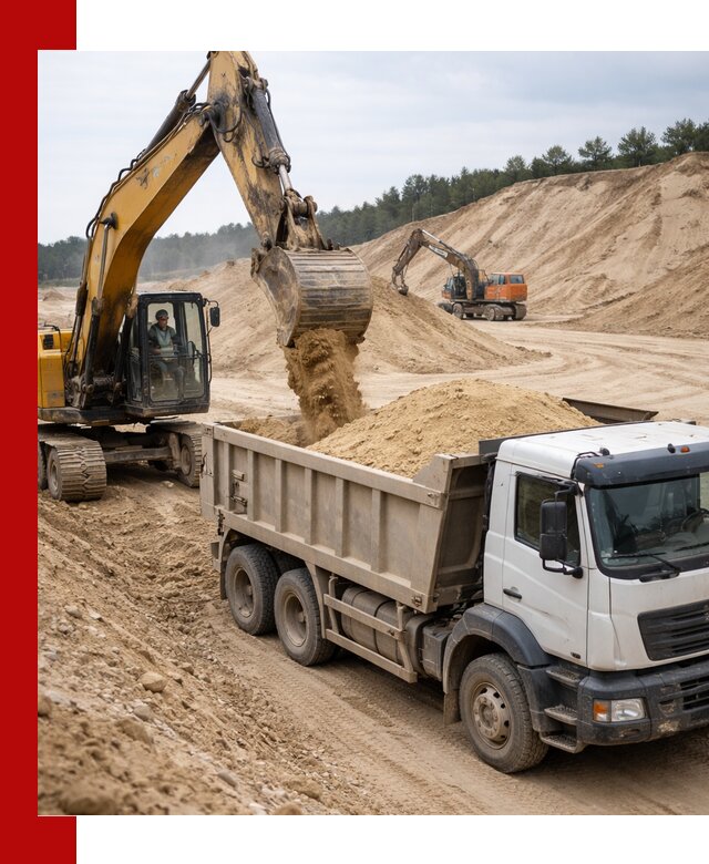 Доставка карьерного песка с самосвалами и разгрузкой в Тихорецке