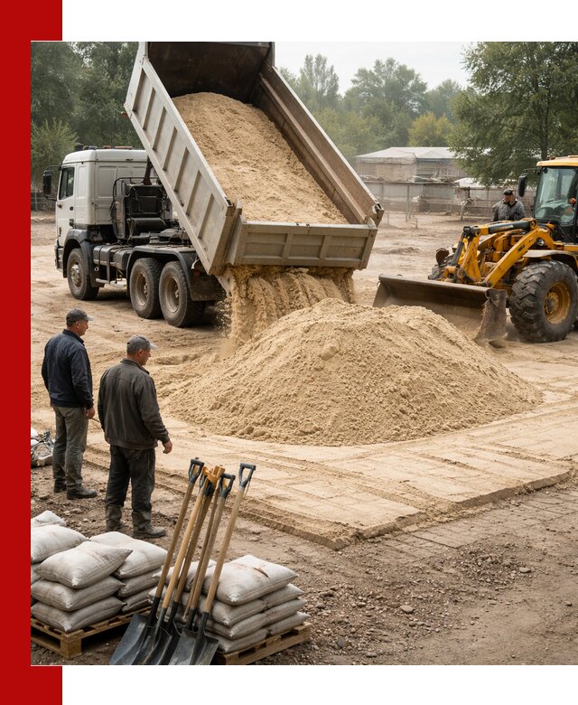 Доставка мытого песка в Тихорецке с самосвалами по выгодной цене