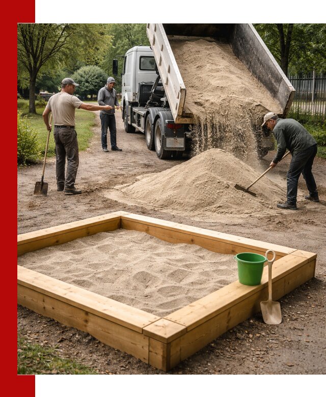 Песок для песочницы с доставкой в Тихорецке недорого и чистый