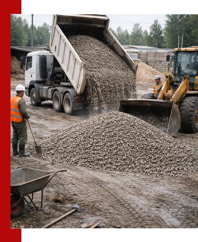 Мытый гравий с доставкой в Тихорецке от карьера до участка