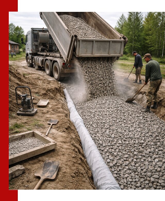 Гравий для дренажа с доставкой в Тихорецке качественный и недорогой