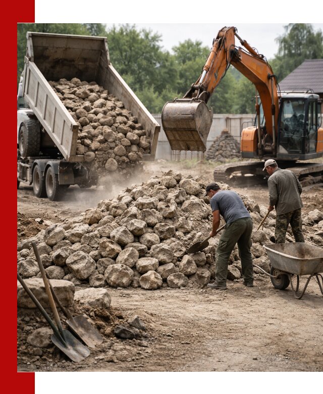 Доставка и разгрузка бутового камня в Тихорецке