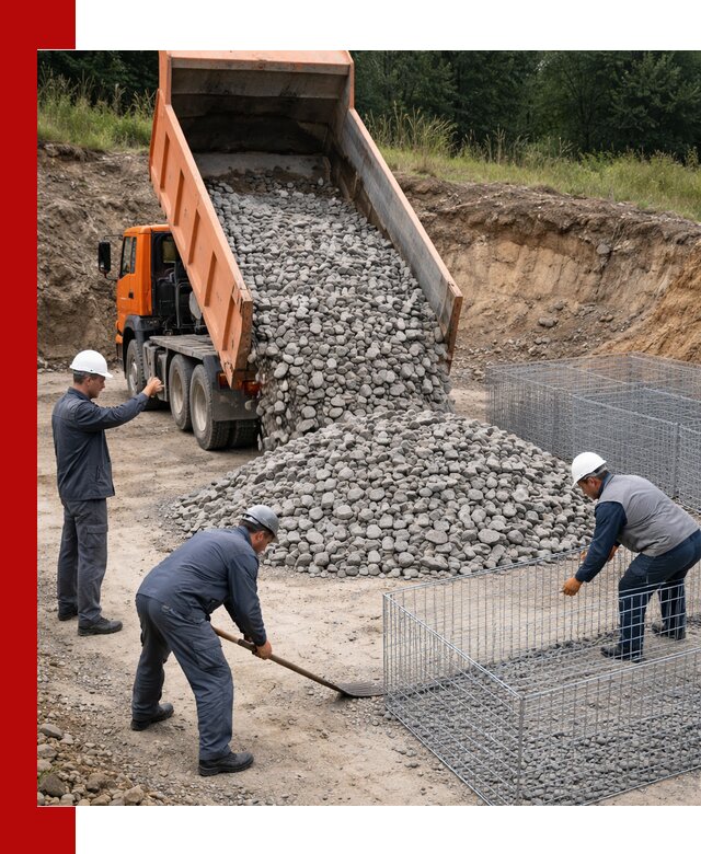 Камень для габионов с доставкой в Тихорецке быстро и надёжно