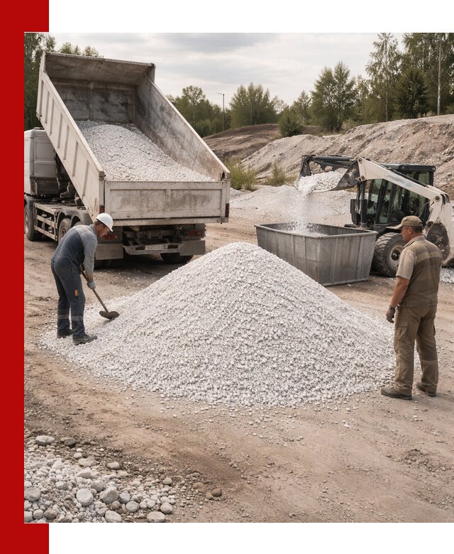 Доставка и продажа белой мраморной крошки в Тихорецке