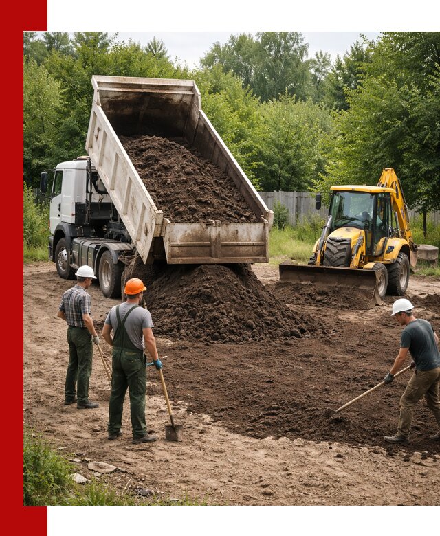 Доставка и укладка грунта для выравнивания участка в Тихорецке