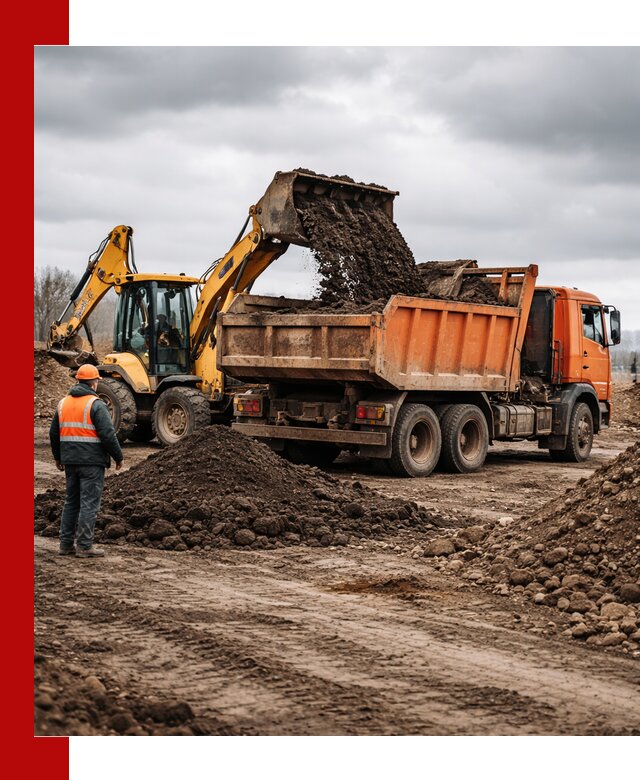 Вывоз грунта и строительного мусора в Тихорецке грузовыми самосвалами